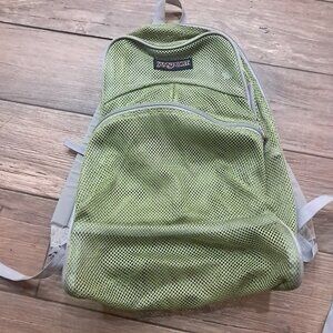 Jansport Mesh Net Green Backpack see through back pack bag school work avocado